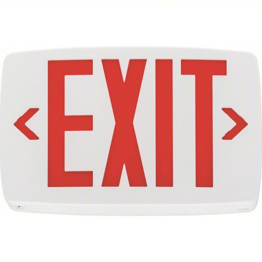 Lithonia LQM S W 3 R ELN 120/277M6 Exit Sign Emergency Battery Backup, LED, White, Red, 1 Faces, Ceiling, Nickel Cadmium, 120/277 V AC