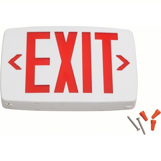 Lithonia LQM S W 3 R ELN 120/277M6 Exit Sign Emergency Battery Backup, LED, White, Red, 1 Faces, Ceiling, Nickel Cadmium, 120/277 V AC