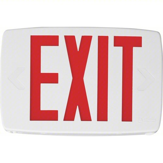 Lithonia LQM S W 3 R ELN 120/277M6 Exit Sign Emergency Battery Backup, LED, White, Red, 1 Faces, Ceiling, Nickel Cadmium, 120/277 V AC