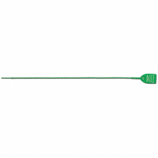 Tydenbrooks 1042901 Pull-Tight Seals 18 in Strap Lg, 40 lb Breaking Strength, Green, White, Hot Stamped, 50 PK