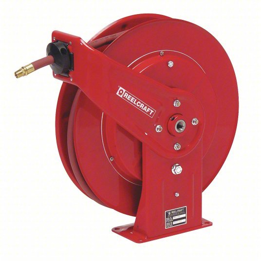 Reelcraft 7850 OMP Spring Return Hose Reel 50 ft (1/2 in I.D.), 1/2 in MNPT, 2,000 psi Max Op Pressure, Red
