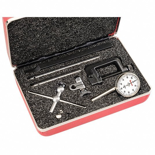 Starrett 196A1Z Back Plunger Dial Indicator Kit 0 in to 0.2 in, Inch, Mechanical, 0-100 Dial Reading