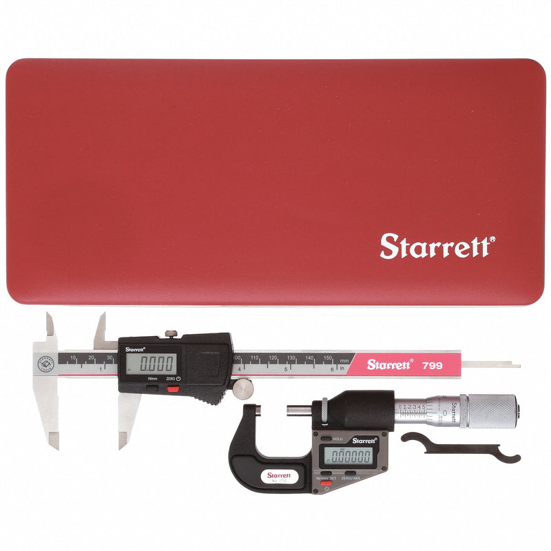 Starrett S766AZ Precision Measuring Tool Kit, 2 Pieces, Digital Caliper, Digital Outside Micrometer