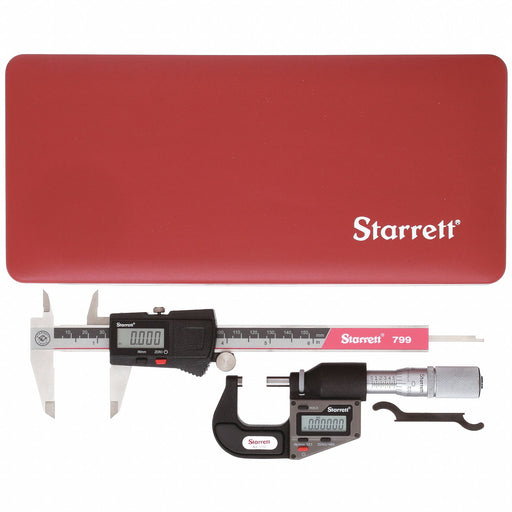 Starrett S766AZ Precision Measuring Tool Kit, 2 Pieces, Digital Caliper, Digital Outside Micrometer