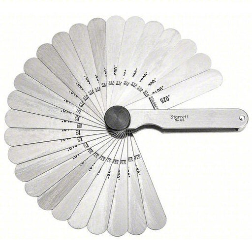 Starrett 66 Feeler Gauge Set Inch, 26 Feeler Blades, 0.0015 in to 0.025 in Thick Range - Redwood.KV2ZVC7