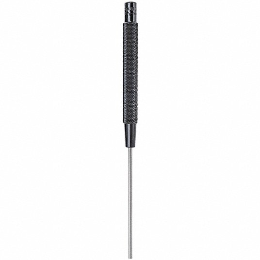 Starrett 248A Drive Pin Punch 1/8 in Tip Dia, 8 in Overall Lg, Round, Steel, Flat, SAE