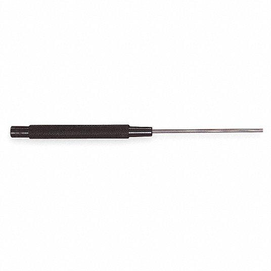 Starrett 248A Drive Pin Punch 1/8 in Tip Dia, 8 in Overall Lg, Round, Steel, Flat, SAE
