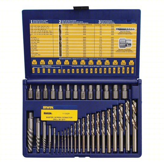 Irwin 11135ZR Screw Extractor Set 35 Pc, Multi-Spline Extractor/Spiral Flute Extractor