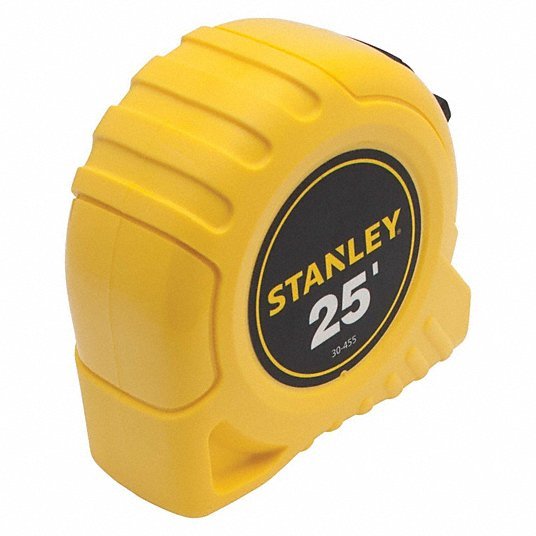Stanley 30-455 Tape Measure Inch, Nonmagnetic Single Hook Tip, Plastic, 25 ft, 7 ft Standout Lg, Std Blade