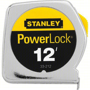 Stanley 33-212 Tape Measure Inch, Nonmagnetic Single Hook Tip, Metal, 12 ft, Narrow Blade, Manual Lock