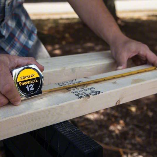 Stanley 33-312 Tape Measure Inch, Nonmagnetic Single Hook Tip, Metal, 12 ft, Std Blade, Manual Lock, Auto