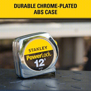 Stanley 33-312 Tape Measure Inch, Nonmagnetic Single Hook Tip, Metal, 12 ft, Std Blade, Manual Lock, Auto