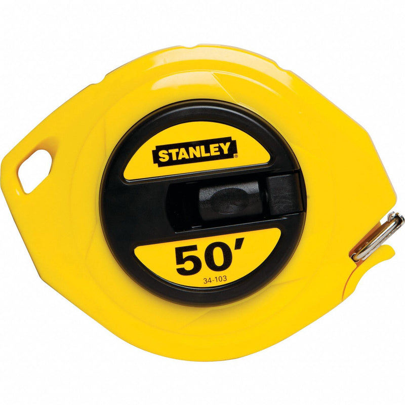 Stanley 34-103 Long Tape Measure, Manual, 34-103, SAE, 50 ft, 1/8 in, Plastic, Nonmagnetic Single Hook Tip