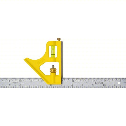 Stanley 46-123 Combination Square Inch, Square, Steel, 12 in, Steel, Square, 2 Pieces, SAE