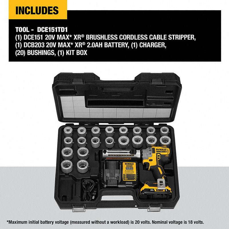 Dewalt DCE151TD1 Cable Puller Kit 20V MAX For Aluminum/Copper, 20 Bushings, 900 kcmil Max