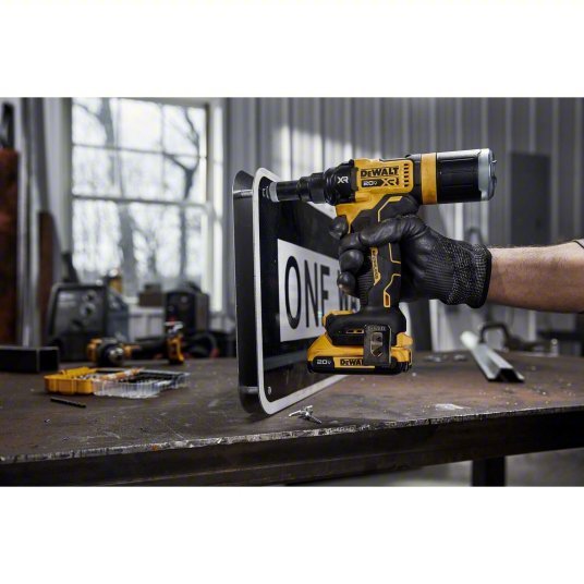 DeWalt DCF403D1 Cordless Rivet 49/50 in Stroke Lg, 2,100 lb Pulling Force, 3/16 in Blind Rivet Dia. Steel, 2.0 Ah