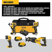 DeWalt DCK449P2 Cordless Tool Combination Kit 4 Tools, 20 V DC Volt, Battery Included, 20V MAX* XR®