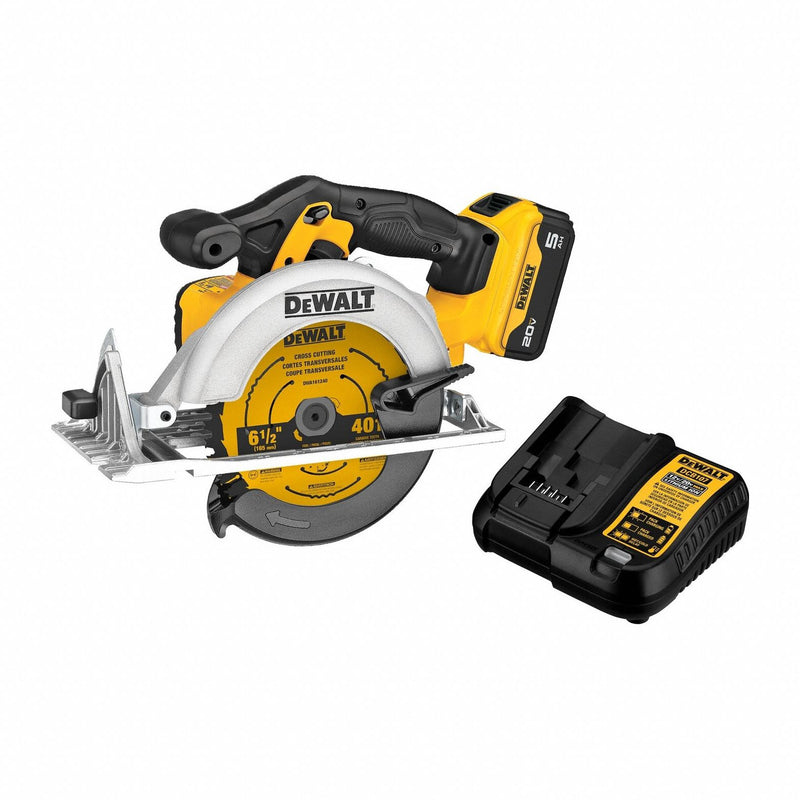 DeWalt DCS391P1 20V MAX Cordless Circular Saw Kit, 6-1/2 in Blade, Brushless, 5150 RPM, Magnesium Shoe, with Battery + Charger