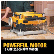 Dewalt DW735 Portable Planer 115V, Single-Phase, 15 A, 2 hp, 13 in Max. Wd, 6 in Max. Ht, 10,000 RPM
