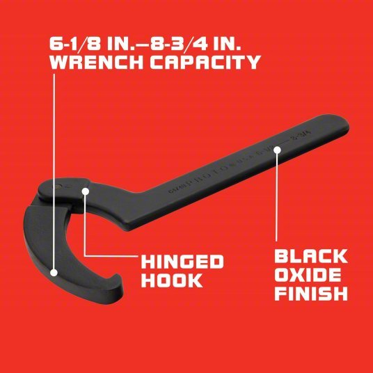 Proto JC474BB Spanner Wrench 8 3/4 in, 13 3/4 in Overall Lg, 15/32 in Hook Thick, 5/16 in Hook Dp
