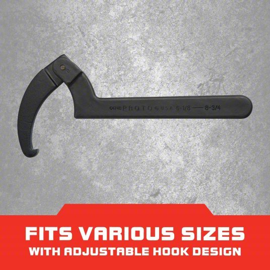 Proto JC474BB Spanner Wrench 8 3/4 in, 13 3/4 in Overall Lg, 15/32 in Hook Thick, 5/16 in Hook Dp