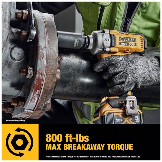 DeWalt DCF891P2 Cordless Impact Wrench 1/2 in Drive Size, 600 ft-lb Fastening Torque, 800 ft-lb Breakaway Torque