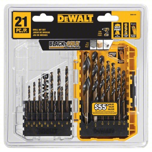 DeWalt DWA1181 Jobber Length Drill Set 1/16 in Smallest Drill Bit Size, 1/2 in Largest Drill Bit Size