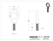 McMaster 3014T491 Machinery Eye Bolt 1/2"-13 Thread Size, 1-1/2" Thread Length