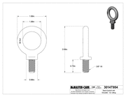 McMaster 3014T954 Machinery Eye Bolt With Shoulder 3/8"-16 Thread Size, 3/4" Thread Length