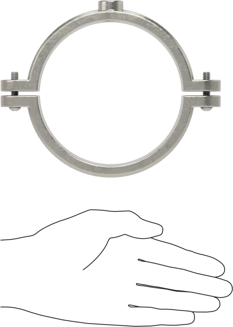 McMaster 3023T91 Snug-Hold Threaded-Rod-Mount Clamping Hanger, 304 Stainless Steel, 4-1/2" ID