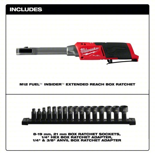 Milwaukee 3050-20 M12 Fuel Insider Extended Reach Box Ratchet (Tool Only)