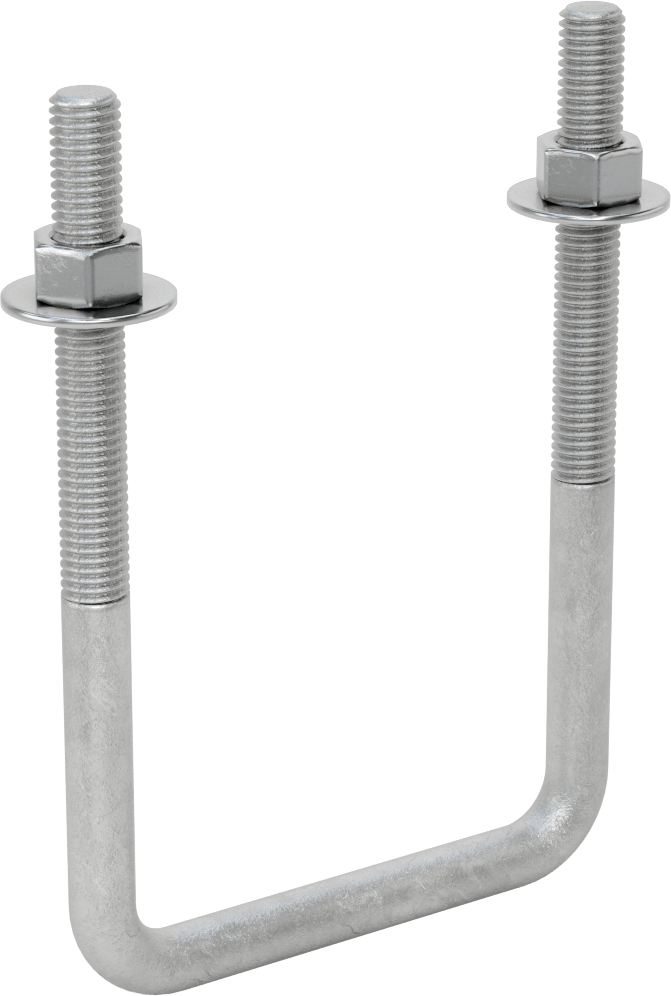 McMaster 3060T246 Galvanized Steel Square U-Bolt, 1/2"-13 Thread Size, 4" Inside Width, 6-5/8" High