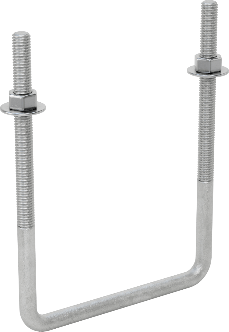 McMaster 3060T253 Galvanized Steel Square U-Bolt, 1/2"-13 Thread Size, 6" Inside Width, 8-5/8" High