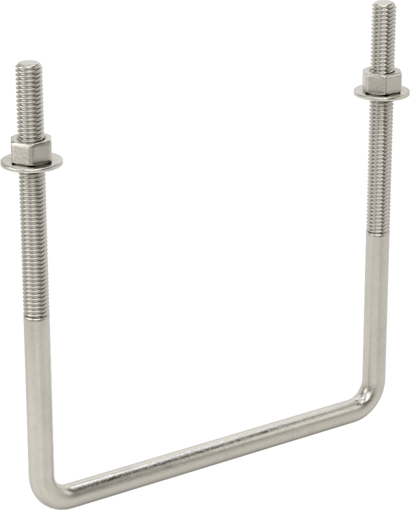 McMaster 3060T78 304 Stainless Steel Square U-Bolt, 3/8"-16 Thread Size, 6" Inside Width, 6-5/8" High