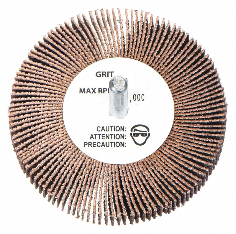 Merit 08834137471 Flap Wheel, 3/8 in Dia x 3/8 in W, 1/8 in Straight-Shank, Aluminum Oxide, P80 Grit, R369
