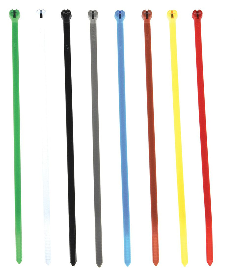 Ty-Rap TY525M-CLRS Cable Tie Kit, 7.2 in L, Nylon 6/6, Stainless Steel Barb Locking, 50 lb Strength, UV Resistant, Assorted Colors, 100 PC