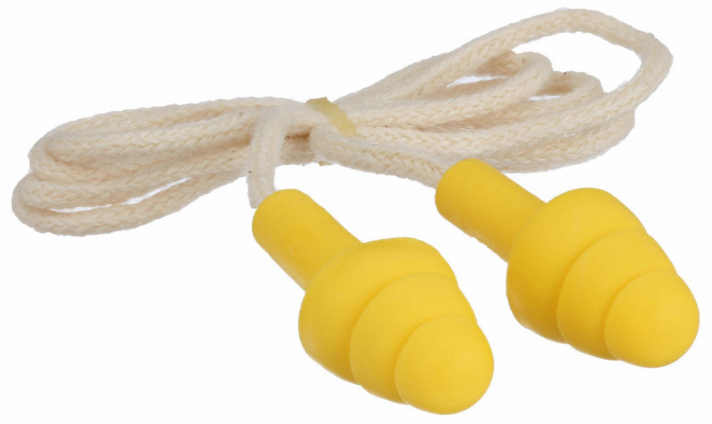 3M 340-4036 Ear Plugs, Flanged, 25 dB NRR, Gen Purpose, Corded, Reusable, Push-In, M Earplug Size, 100 PK