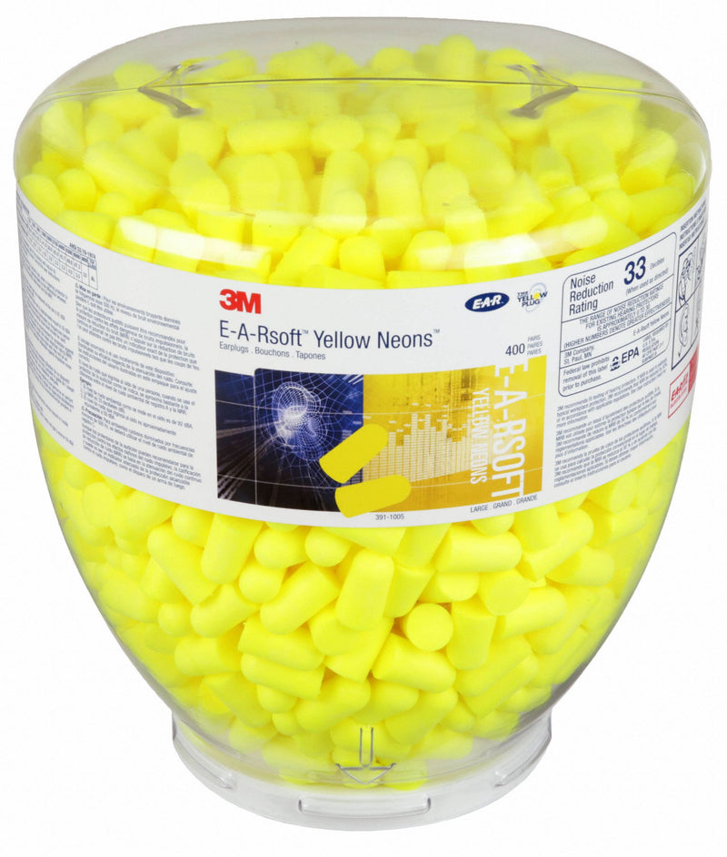3M 391-1005 Ear Plug Dispenser Refill, Dispenser Refill, Bullet, 33 dB NRR, Uncorded, Roll-Down, Disposable