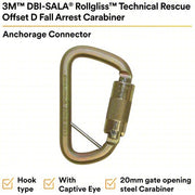 3M DBI-SALA 2000117 Carabiner Gold, 420 lb Wt Capacity