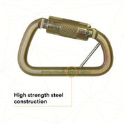 3M DBI-SALA 2000117 Carabiner Gold, 420 lb Wt Capacity
