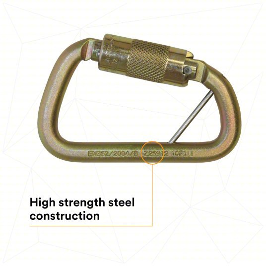 3M DBI-SALA 2000117 Carabiner Gold, 420 lb Wt Capacity