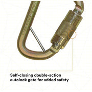 3M DBI-SALA 2000117 Carabiner Gold, 420 lb Wt Capacity