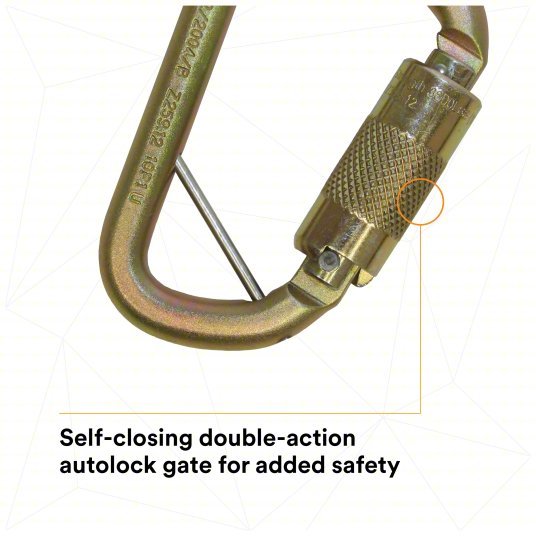 3M DBI-SALA 2000117 Carabiner Gold, 420 lb Wt Capacity