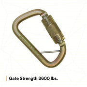 3M DBI-SALA 2000117 Carabiner Gold, 420 lb Wt Capacity