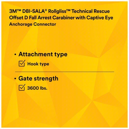 3M DBI-SALA 2000117 Carabiner Gold, 420 lb Wt Capacity