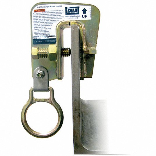 3M DBI-Sala 2104550 Flange Anchor Fixed D-Ring, Fixed Beam Clamp, 3 1/8 in Dp, 9 in Lg, Steel, Vertical