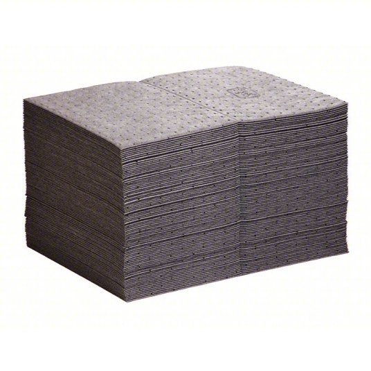 PIG MAT203 Absorbent Mat Pad 28 oz Volume Absorbed Per Pad, Bag, Gray, 100 PK