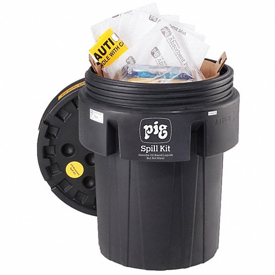 New PIG KIT416 Spill Kit 40 gal Volume Absorbed Per Kit, (4) Pairs Neoprene Gloves, White, Drum