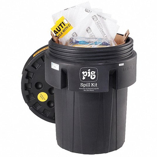 New PIG KIT416 Spill Kit 40 gal Volume Absorbed Per Kit, (4) Pairs Neoprene Gloves, White, Drum