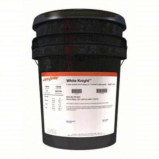 Jet-Lube 16415 Food Grade Anti-Seize 5 gal Container Size, Pail, Aluminum, PTFE, White Knight, -65° to 1800°F